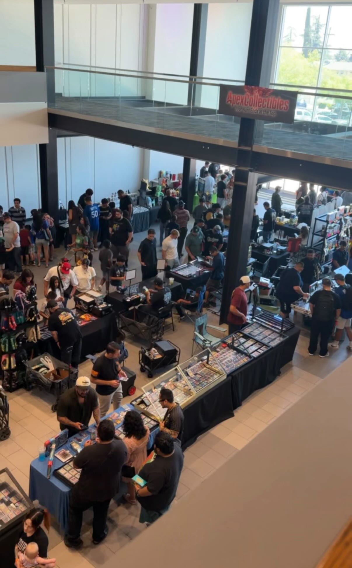 Vendor tables with card displays at collector show